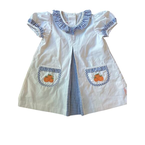 Posh Pickle Fall Smock 9m pumpkin gingham - Picture 1 of 4